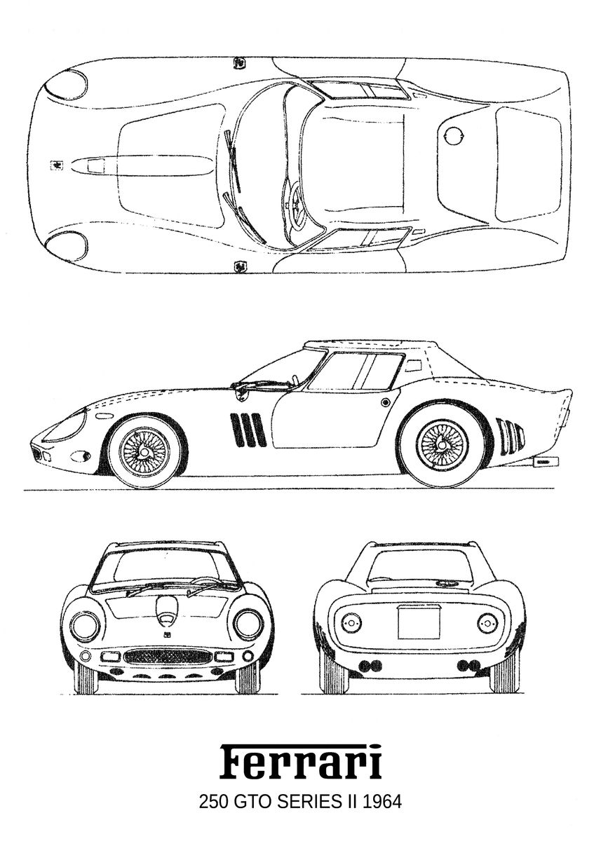 'BNW Ferrari 250 GTO Series' Poster by MICHAEL BRUNS PLATES | Displate