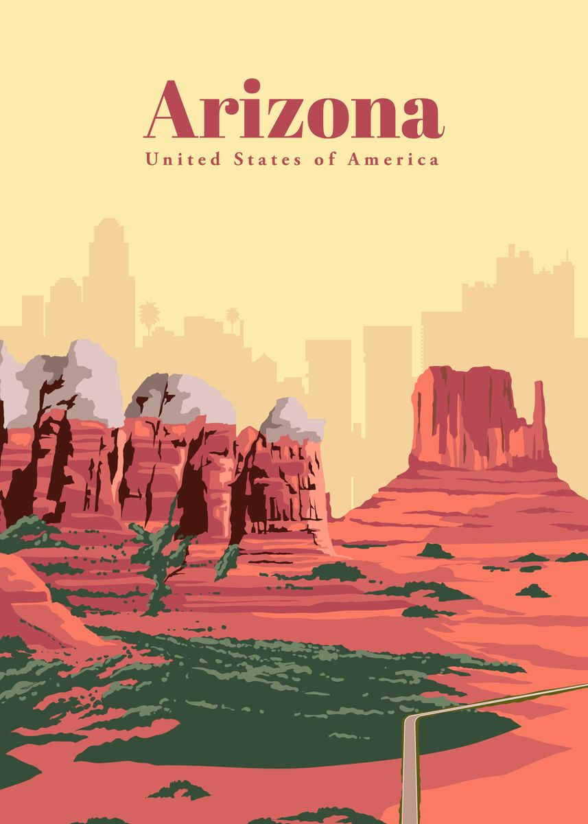 'Travel to Arizona' Poster, picture, metal print, paint by Studio 324 ...