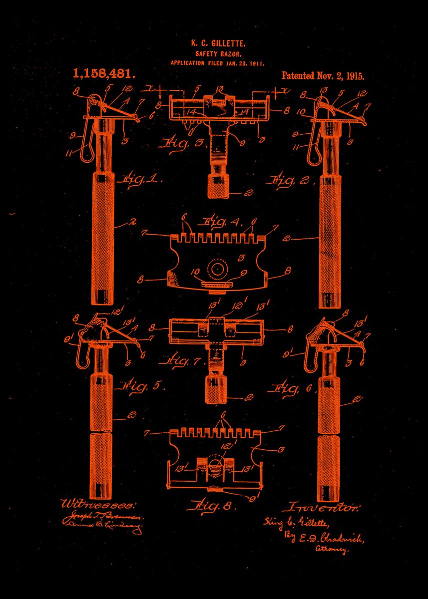 'Patent Safety Razor' Poster, picture, metal print, paint by Daryl ...