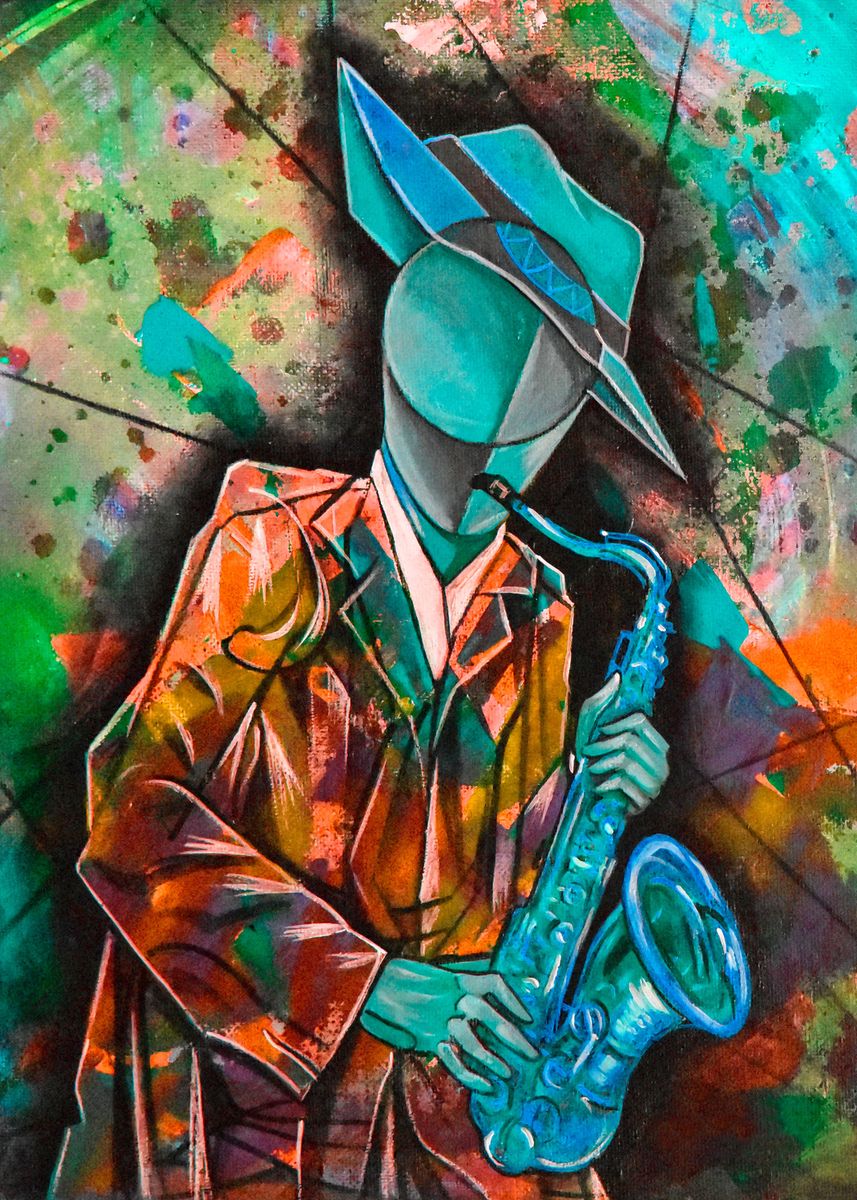 'Jazz saxophone man' Poster by Ricardo Maya Displate