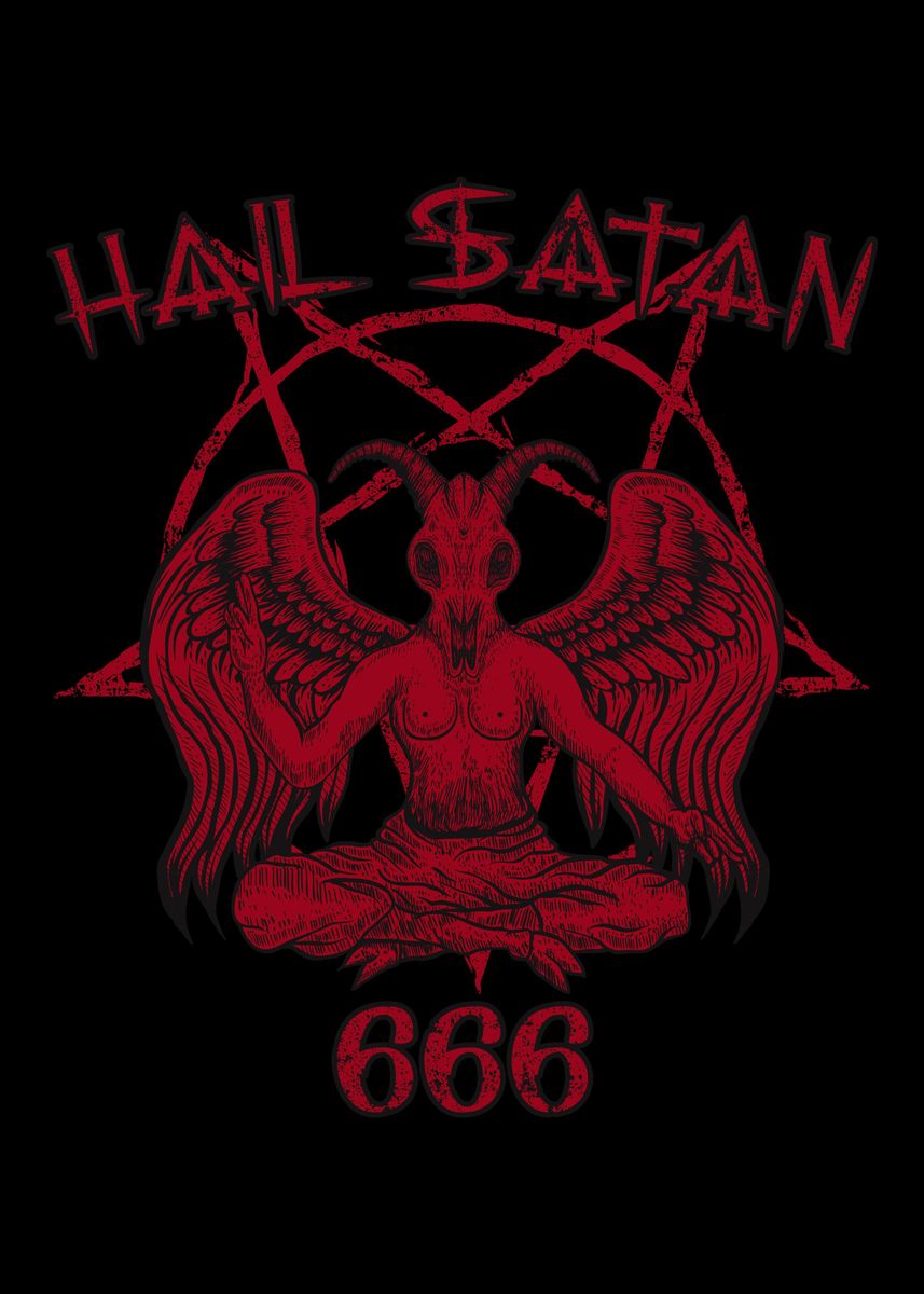 'Hail Satan Devil 666' Poster, picture, metal print, paint by ...