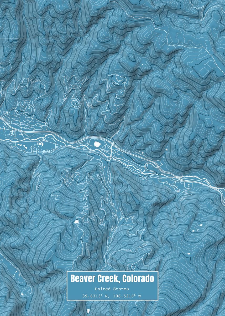 39 Beaver Creek CO Map Blue 39 Poster - 