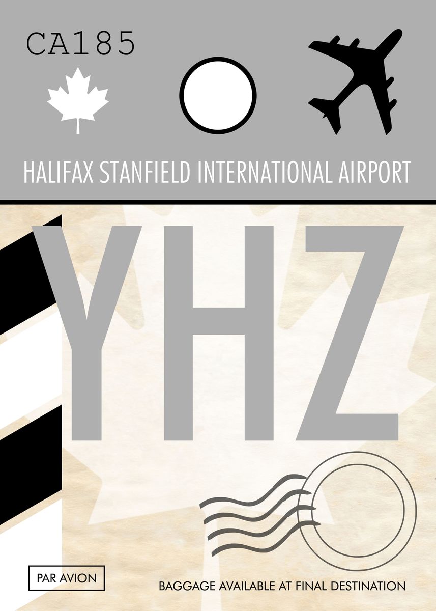 'AIRPORT CODE Halifax YHZ' Poster, picture, metal print, paint by