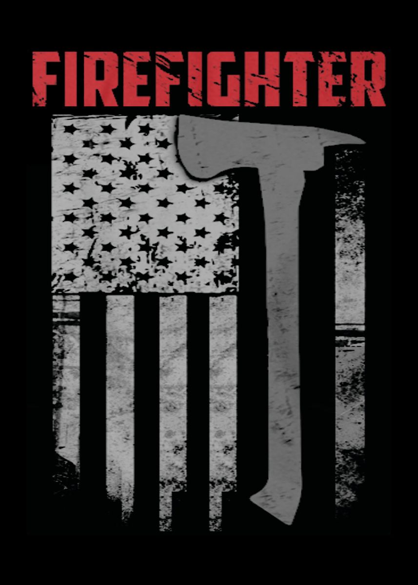 'Firefighter American Flag' Poster by David Bratton | Displate