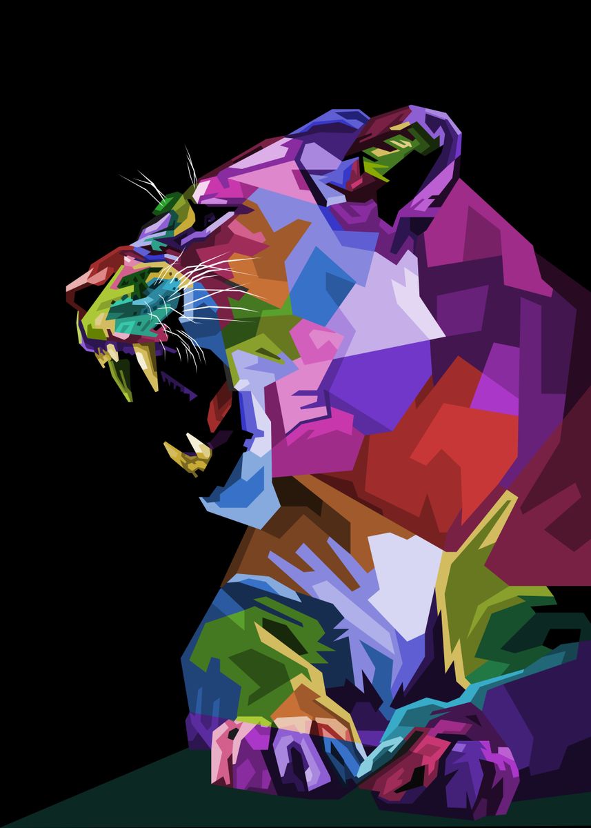 'lioness on pop art style' Poster by peri priatna | Displate