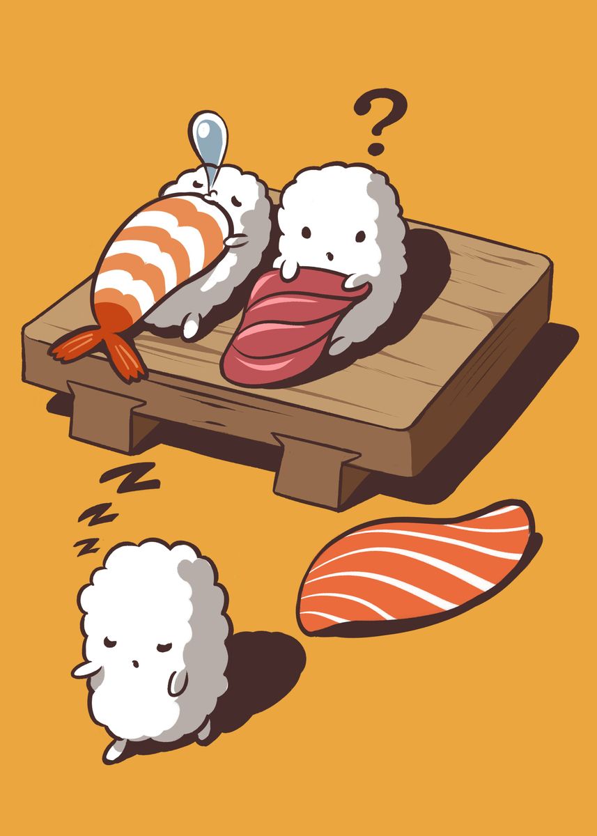 'Sleep Walking Sushi' Poster by Fox Republic  | Displate