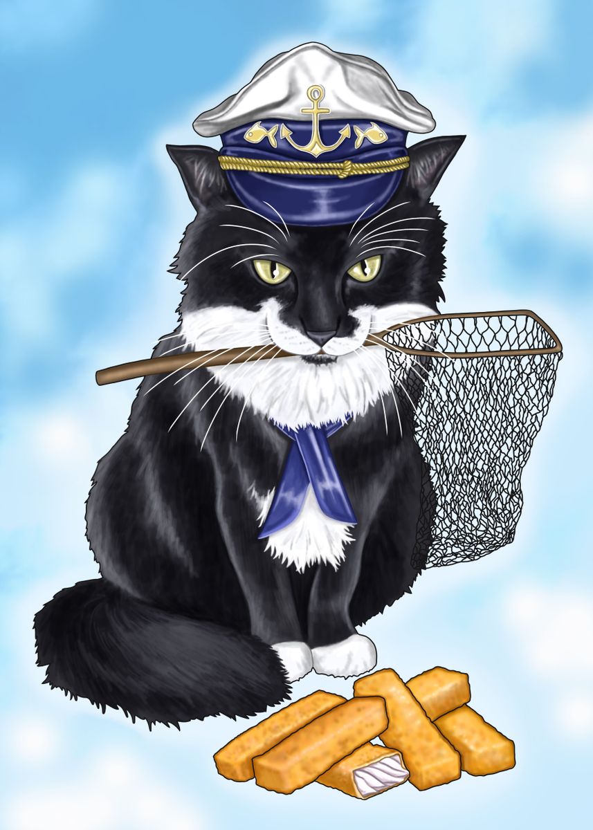 'Captain cat' Poster, picture, metal print, paint by ARTemyzz | Displate