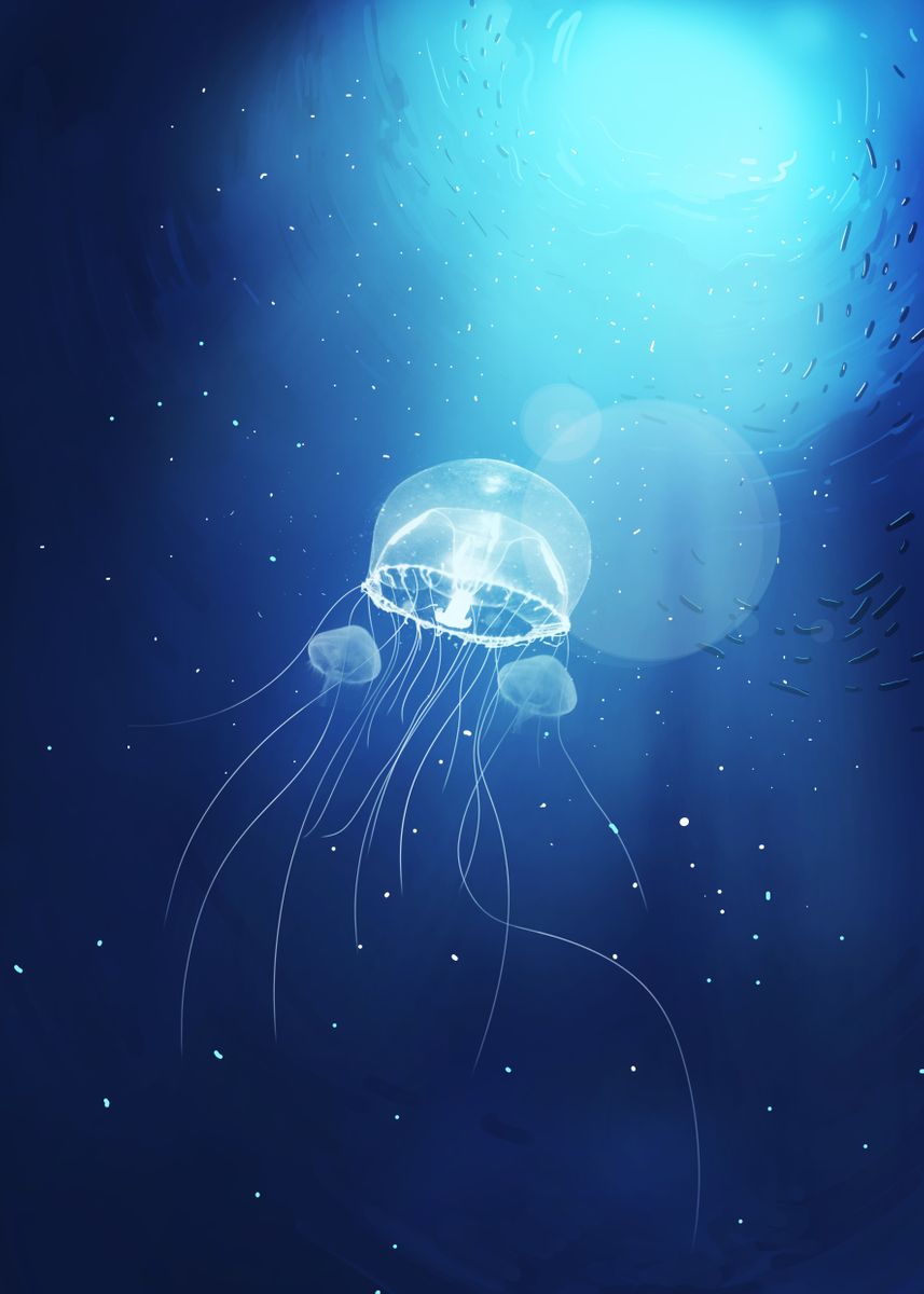 'Underwater world jellyfish' Poster by Max Ronn | Displate