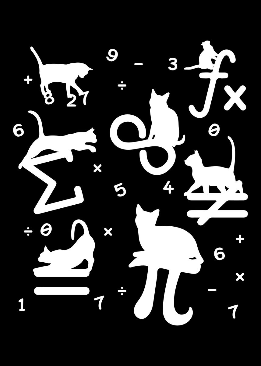 'Mathematician Math Cat' Poster, picture, metal print, paint by ...