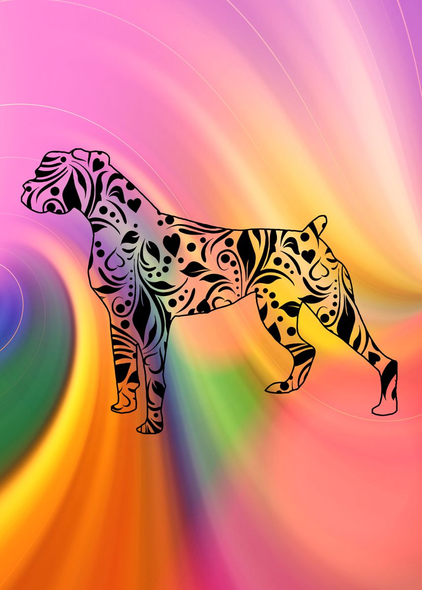 'Boxer Rainbow Twirl' Poster, picture, metal print, paint by ...
