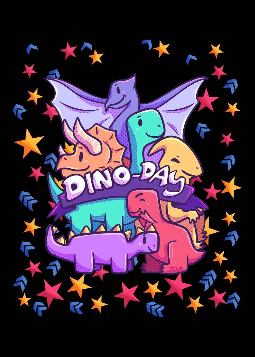 'Dinoday Trex Brachio Diplo' Poster, picture, metal print, paint by ...