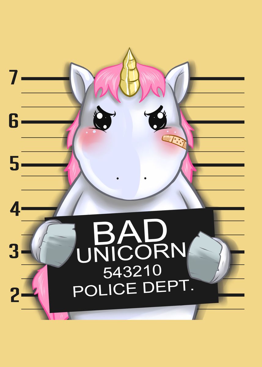 'Bad Unicorn' Poster, picture, metal print, paint by HighLevel Displate