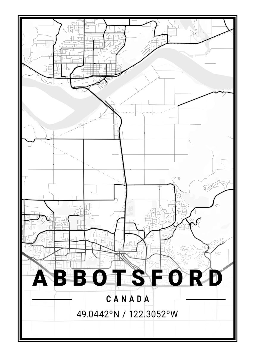 City Of Abbotsford Maps Abbotsford Light City Map' Poster By Tien Stencil | Displate