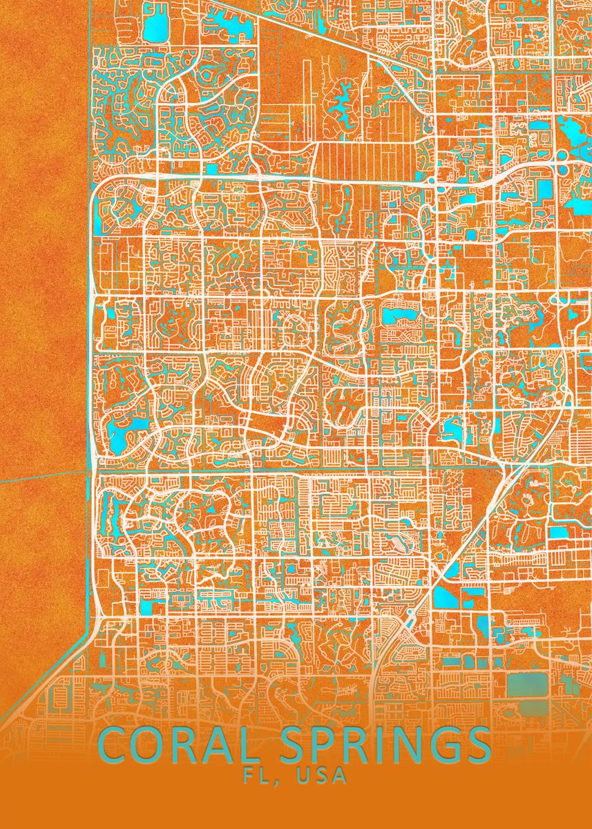 'Coral Springs FL USA ' Poster, picture, metal print, paint by City Map ...