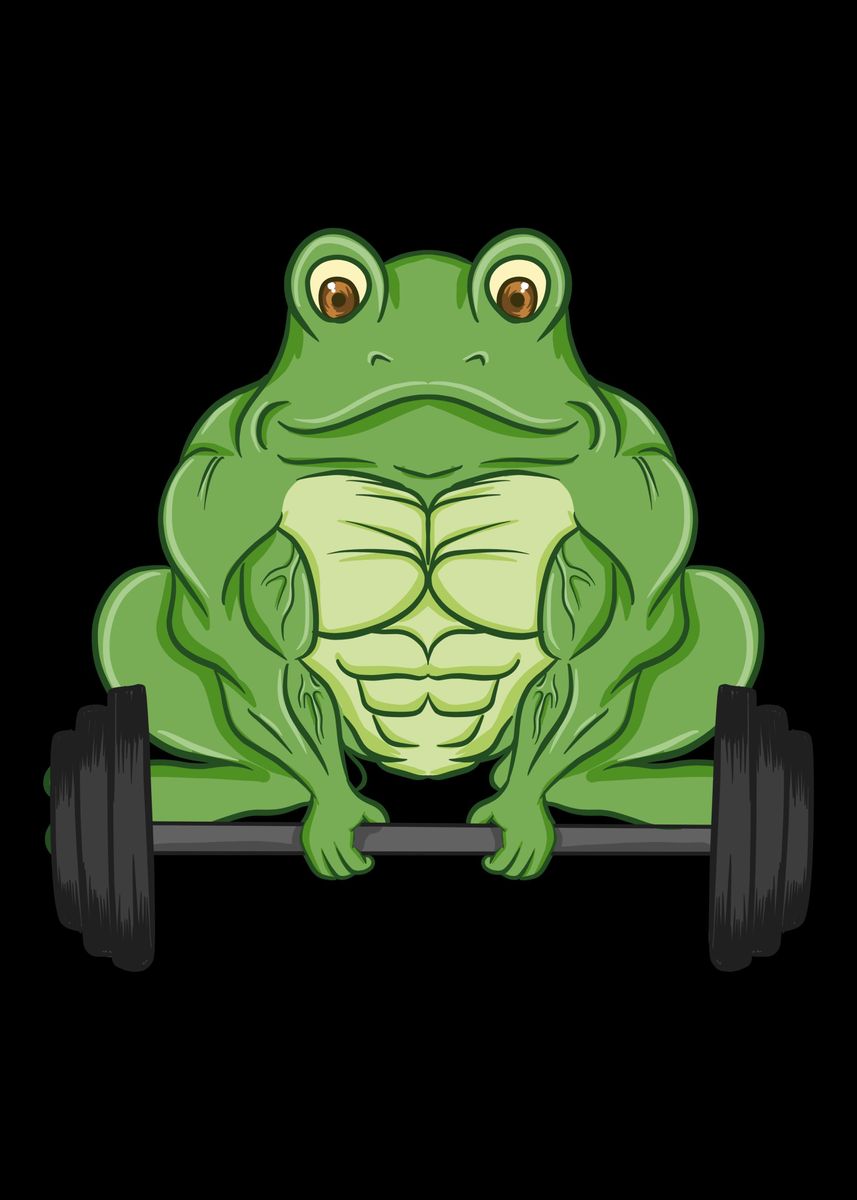 'Frog Fitness Muscles Train' Poster by Tobias Petry Displate
