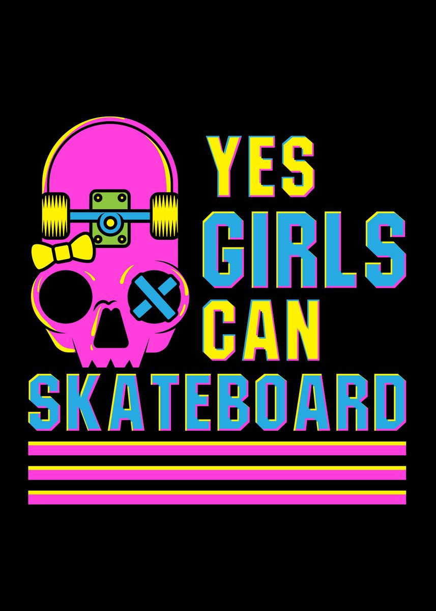 'SKATEBOARDING GIRLS' Poster by Color My Wall | Displate