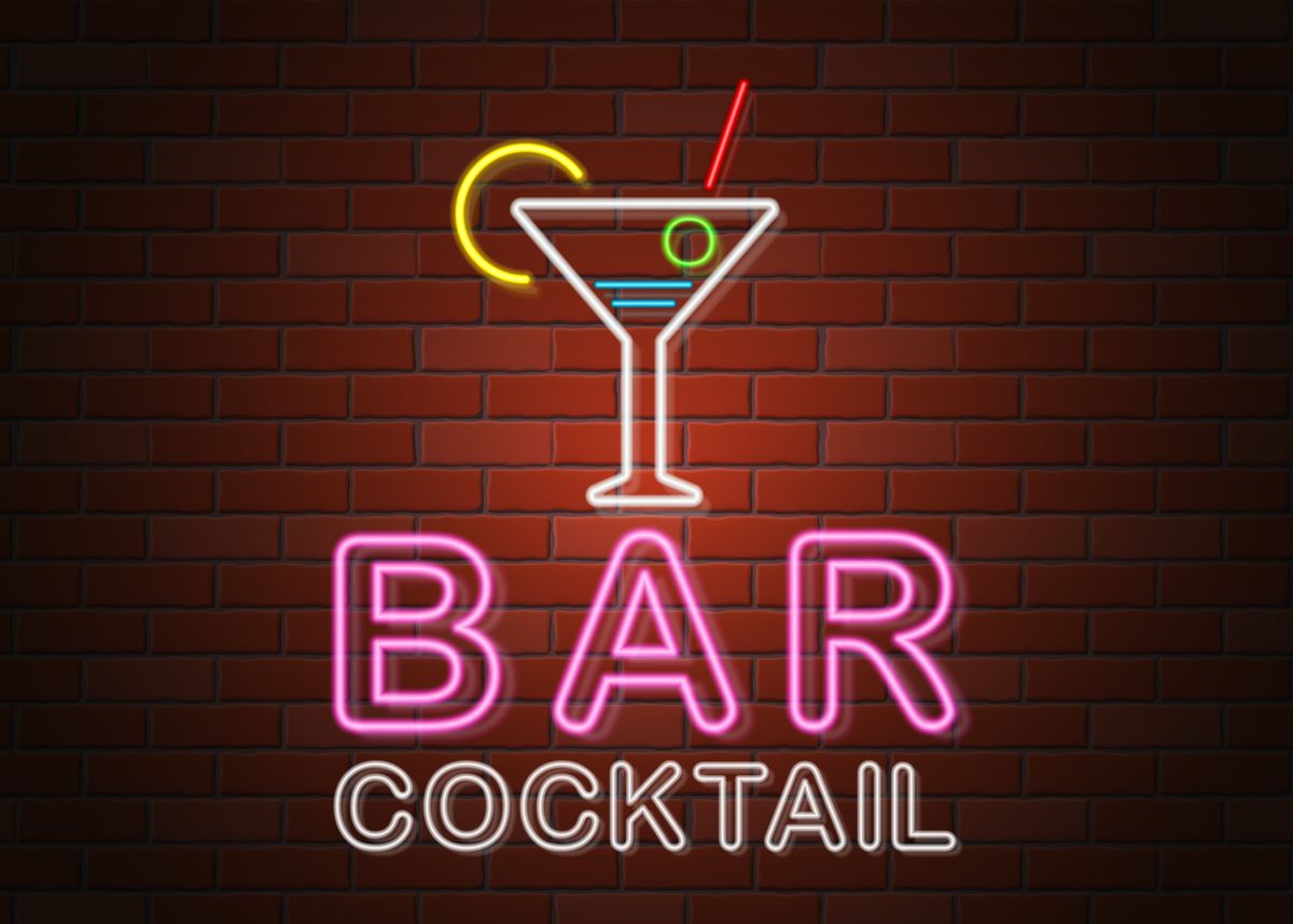 'Neon Cocktail Bar Sign' Poster by ROLIB | Displate