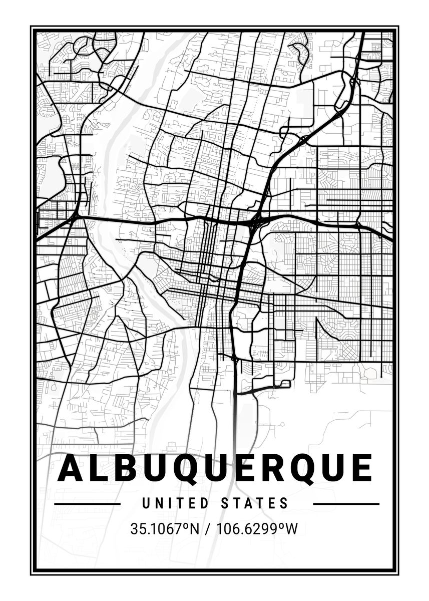'Albuquerque Light City Map' Poster by Tien Stencil Displate