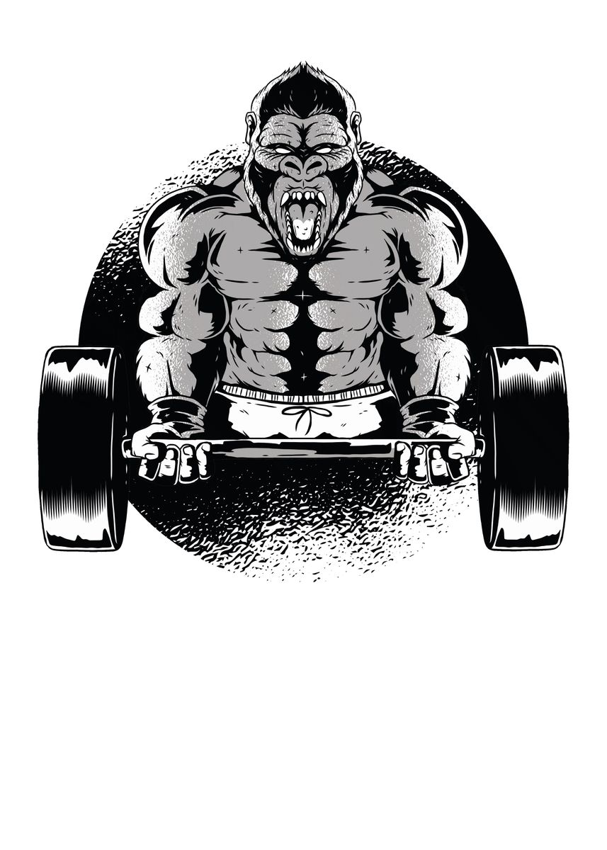 Gorilla Bodybuilder Gym Fitness Wall Decals Show Strong Strength