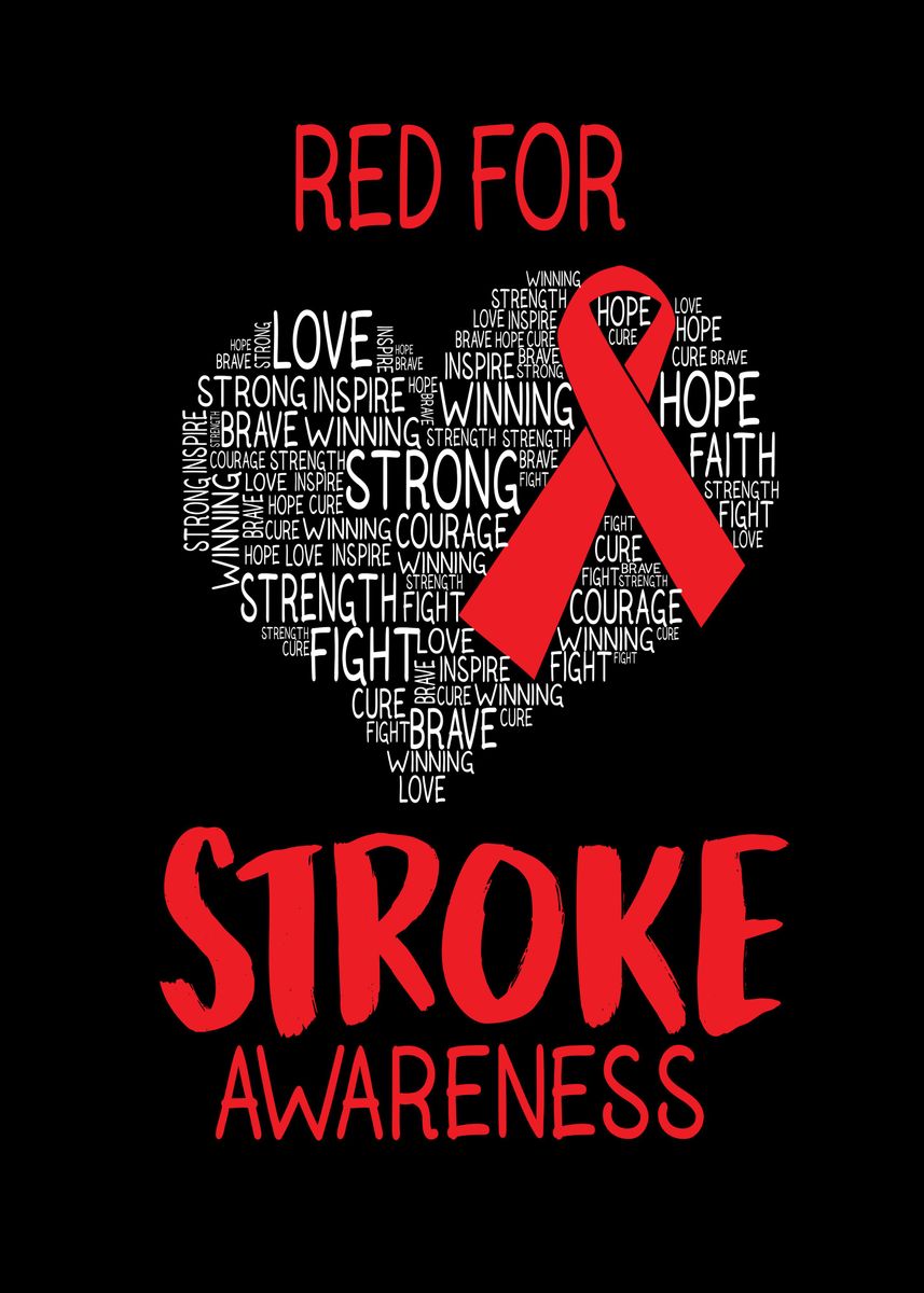 'Red For Stroke Awareness' Poster, picture, metal print, paint by Timo ...