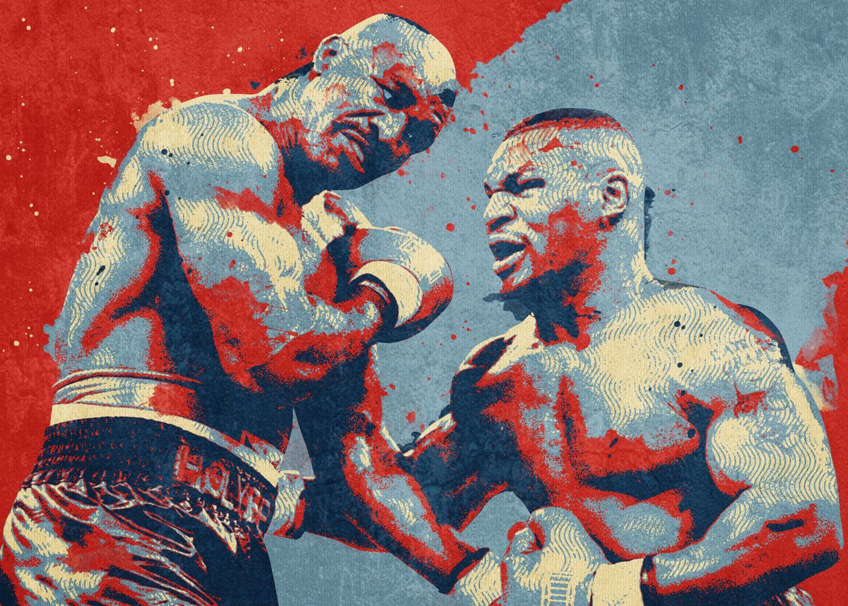 'holyfield vs tyson' Poster by Izmo Scribbles | Displate