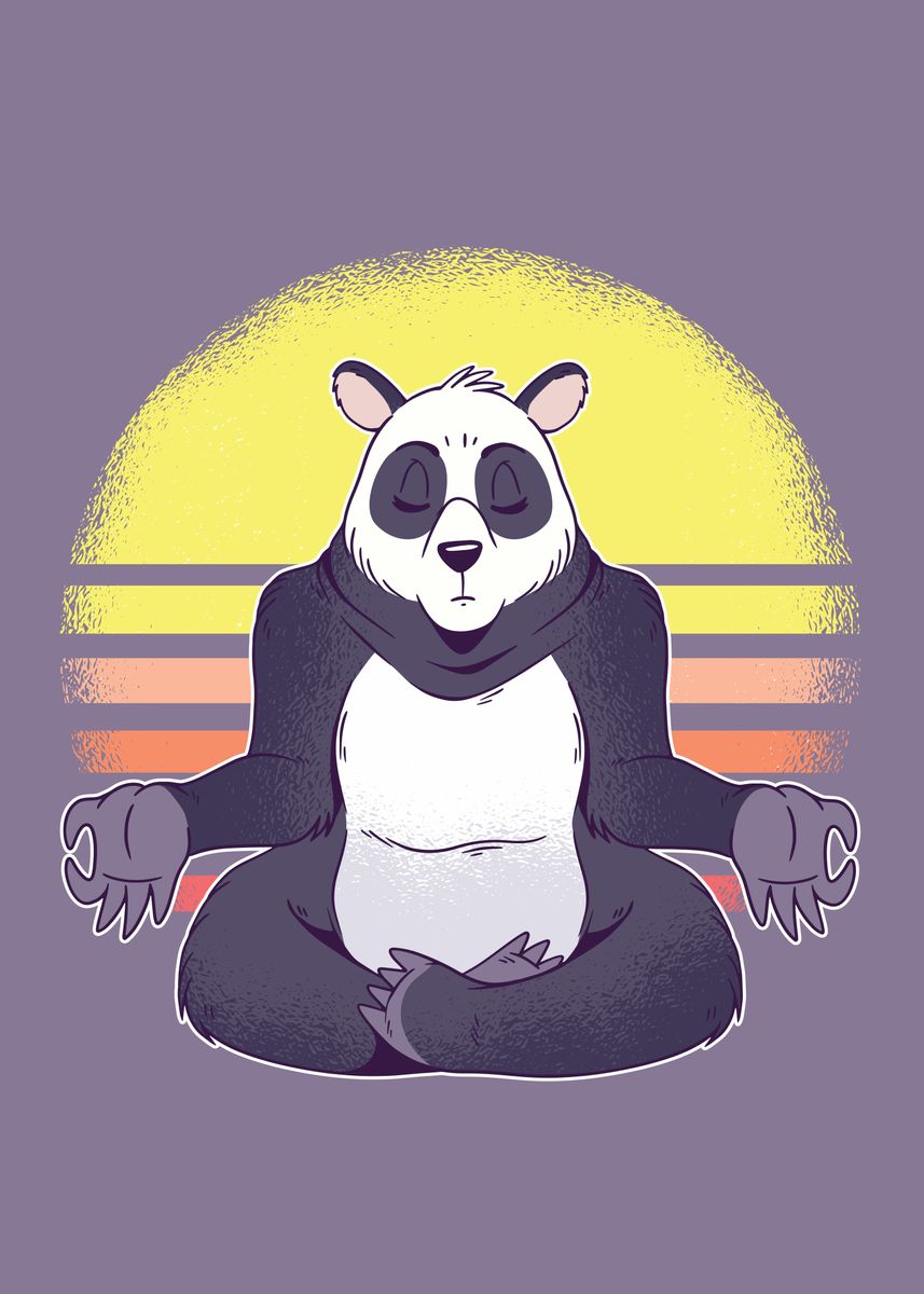 Panda Yoga' Poster, picture, metal print, paint by Poster Parlor