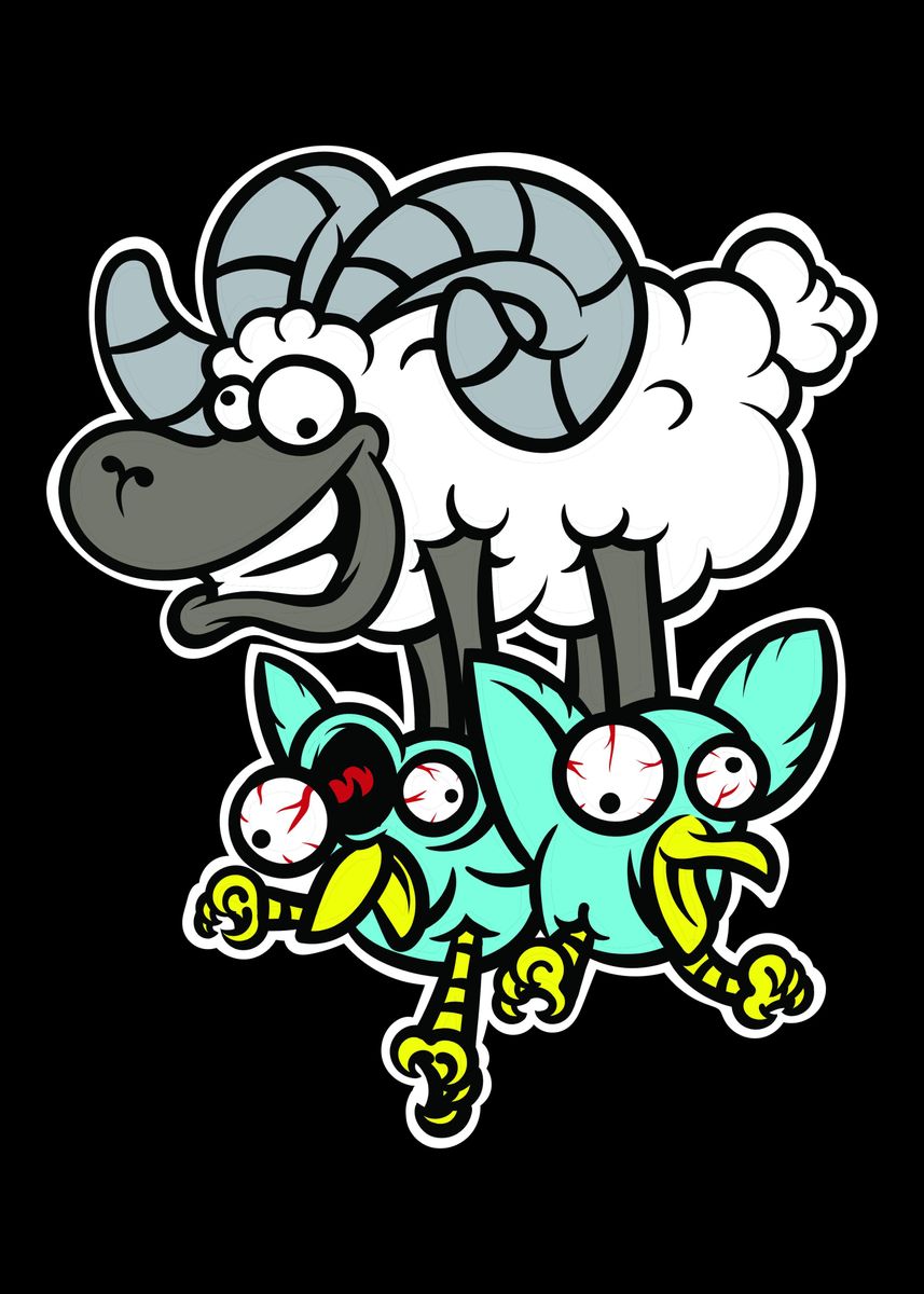 'Capricorn Birds Buck Bird' Poster, picture, metal print, paint by