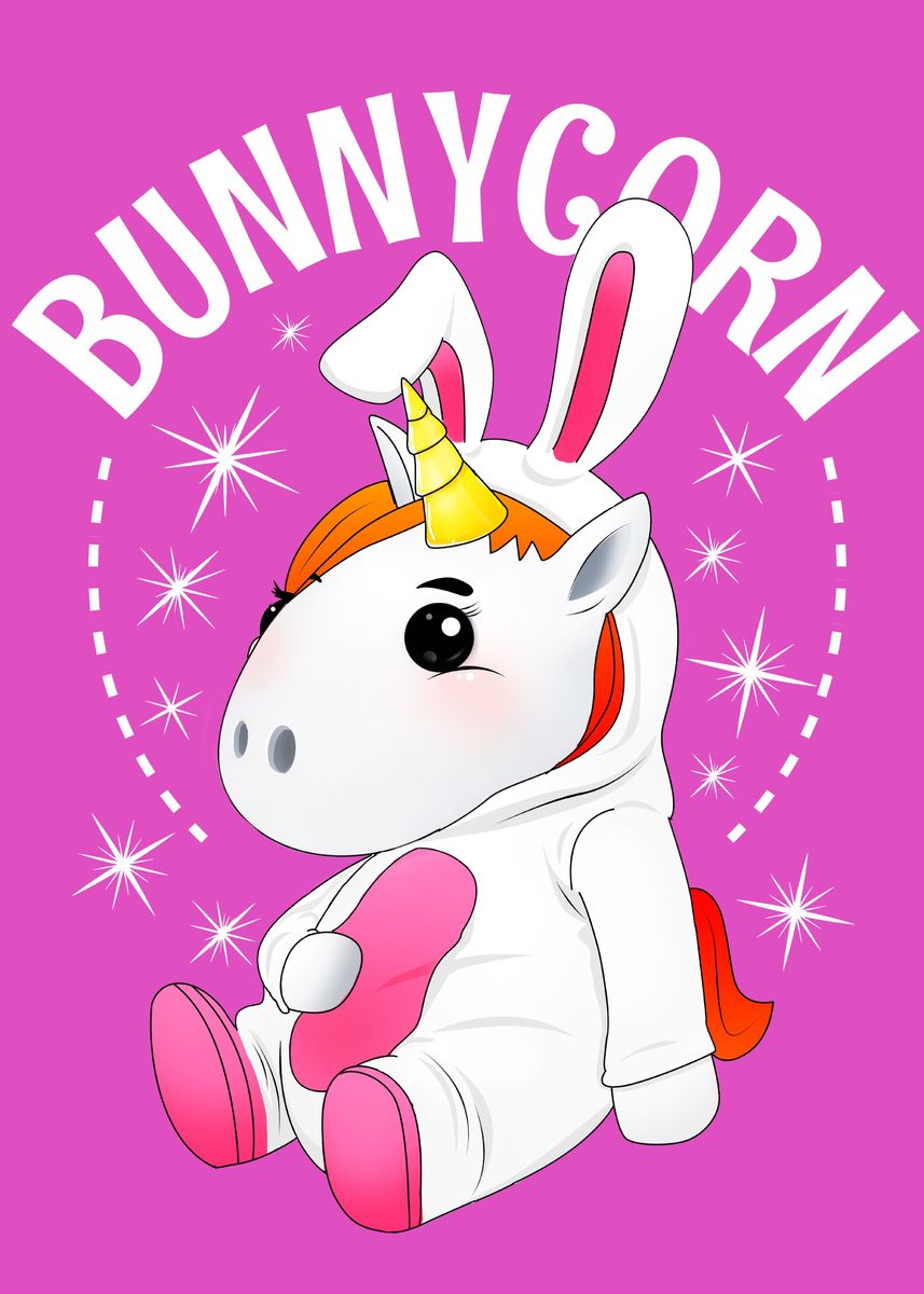 'Unicorn Bunny Bunnycorn' Poster, picture, metal print, paint by ...