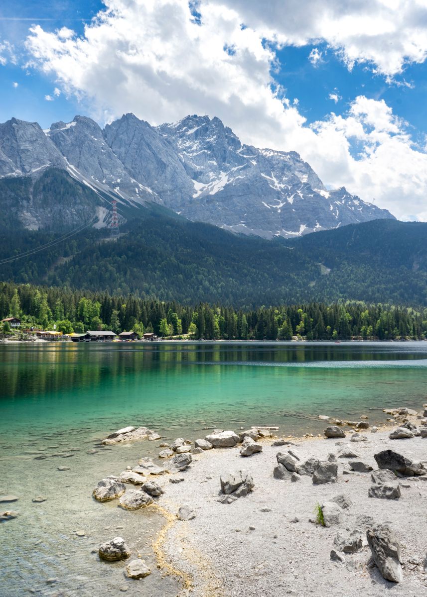 'Eibsee Mountain Lake View' Poster, picture, metal print, paint by Evi ...