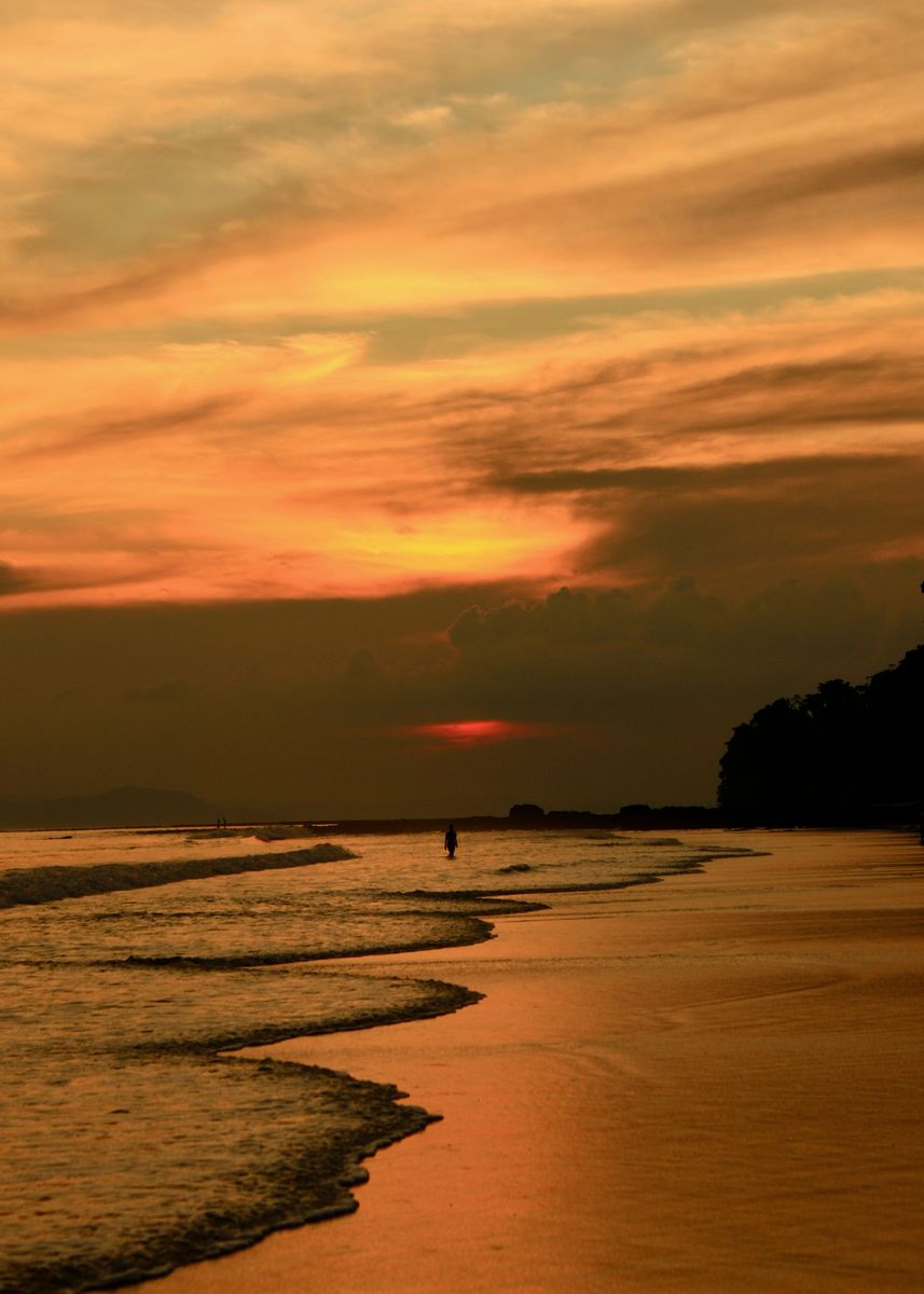 'Sunset on the sea' Poster, picture, metal print, paint by Ashwin ...