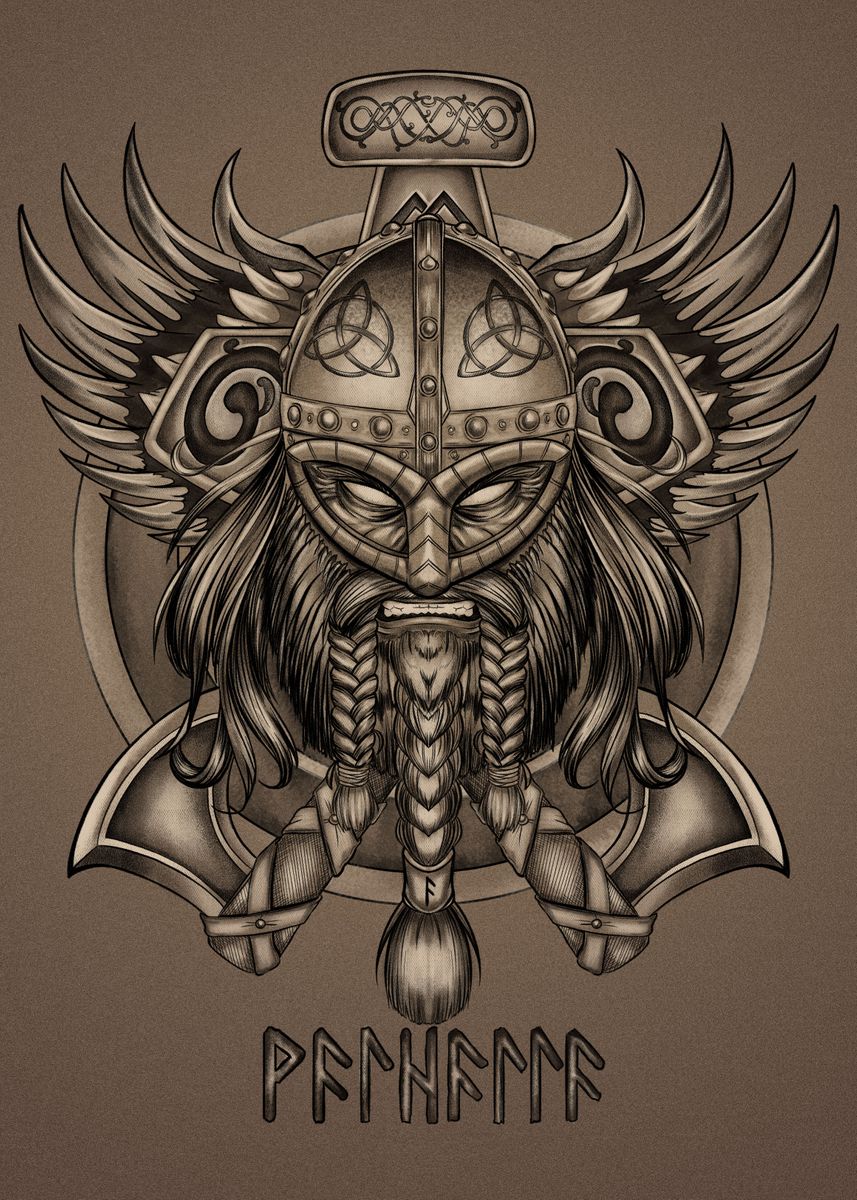 viking head drawing