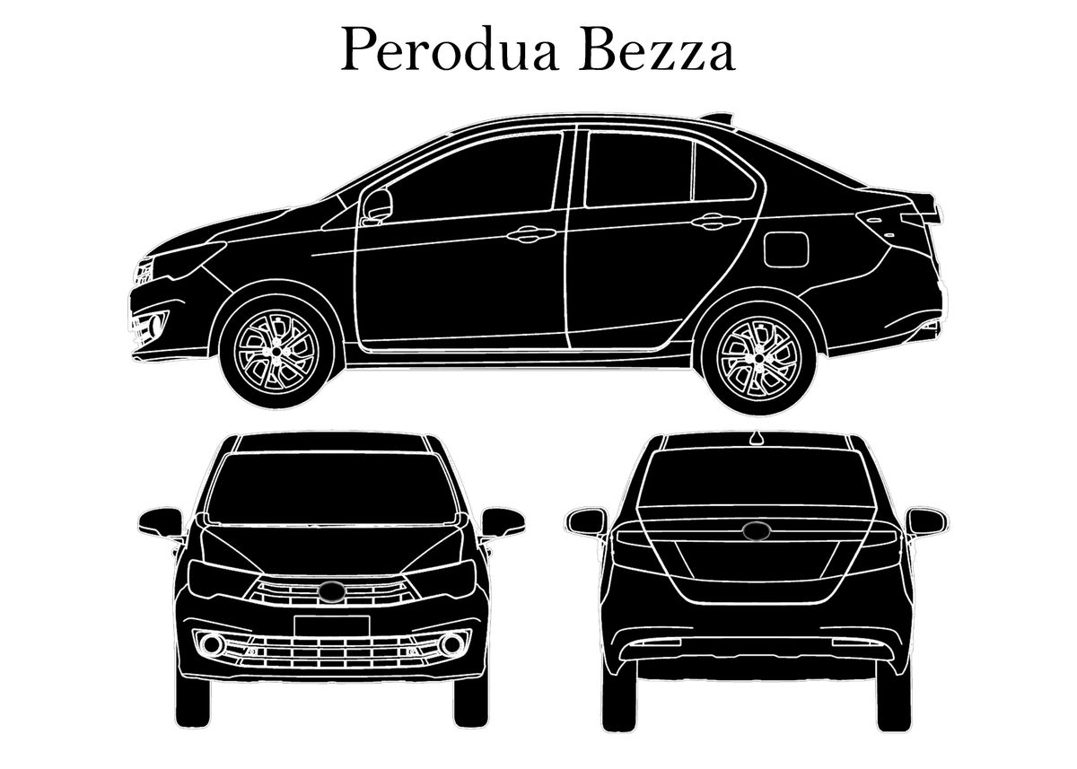 Perodua Bezza 2017 Poster By B W Arts Displate