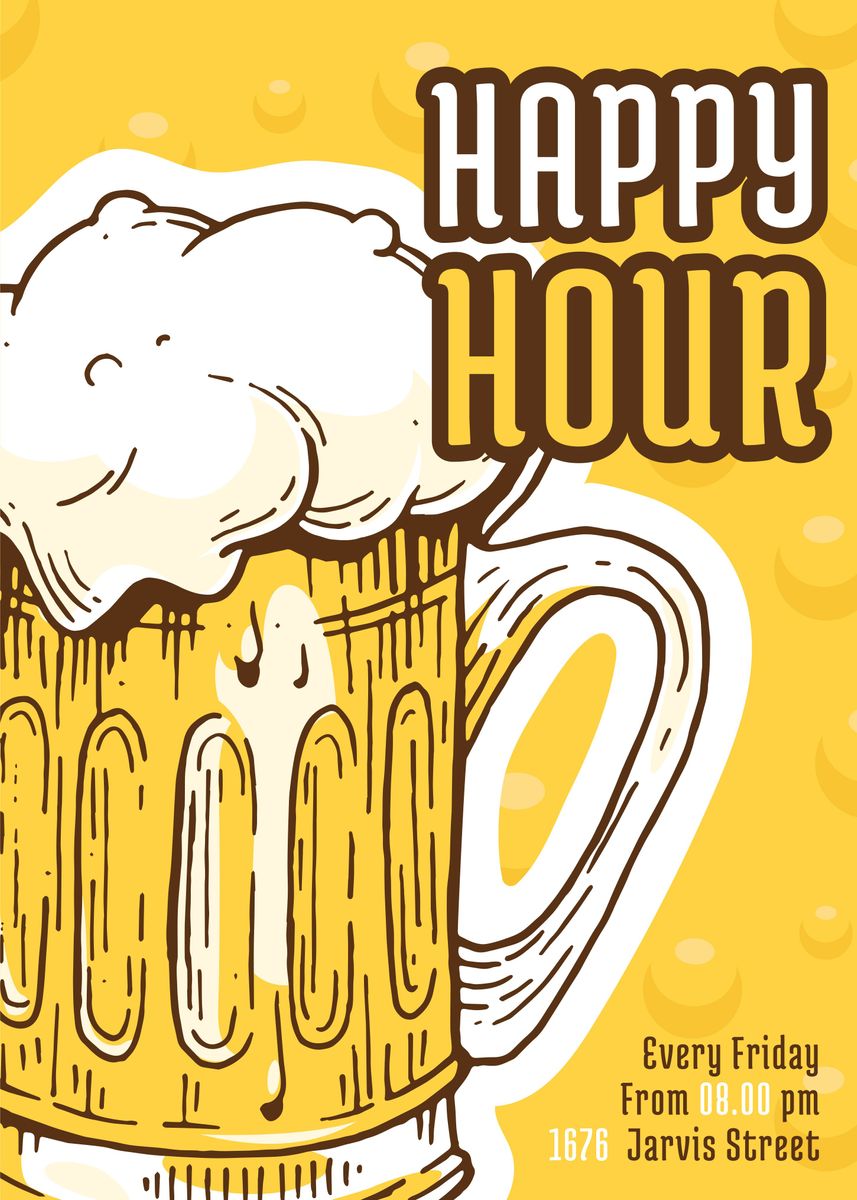 'Happy Hour Beer' Poster by David Godbehere | Displate