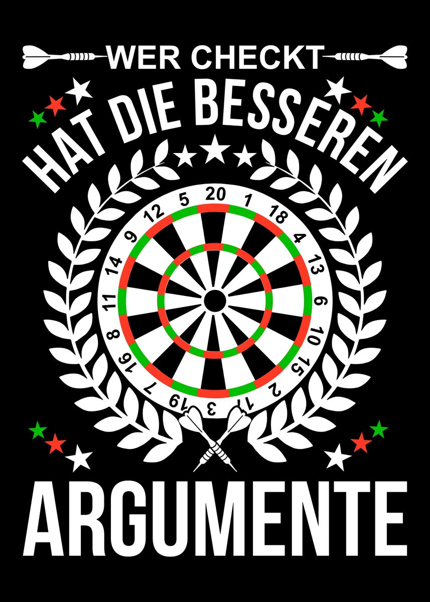'Dart Spruch Geschenk' Poster, picture, metal print, paint by