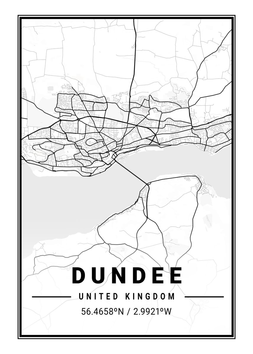 'Dundee Light City Map' Poster, picture, metal print, paint by Tien ...