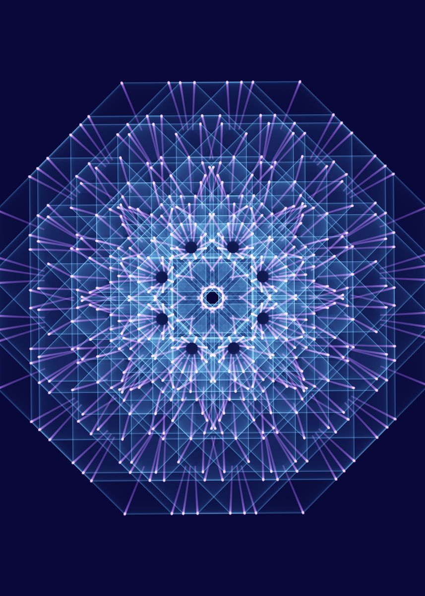 'Blue Sacred Geometry Manda' Poster, picture, metal print, paint by ...