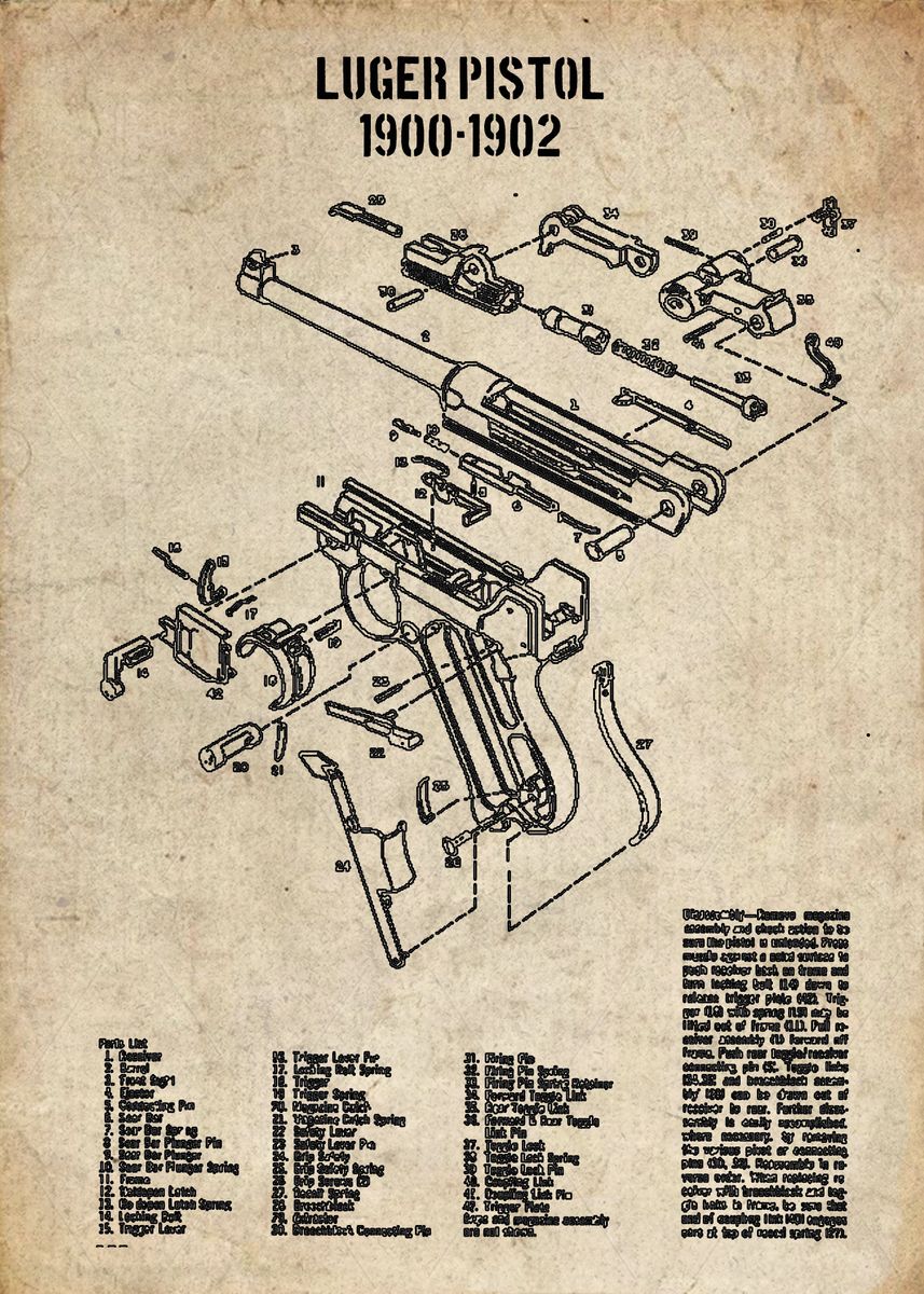 Luger Layout 'luger pistol ' Poster, picture, metal print, paint by MAXART DESIGN ...
