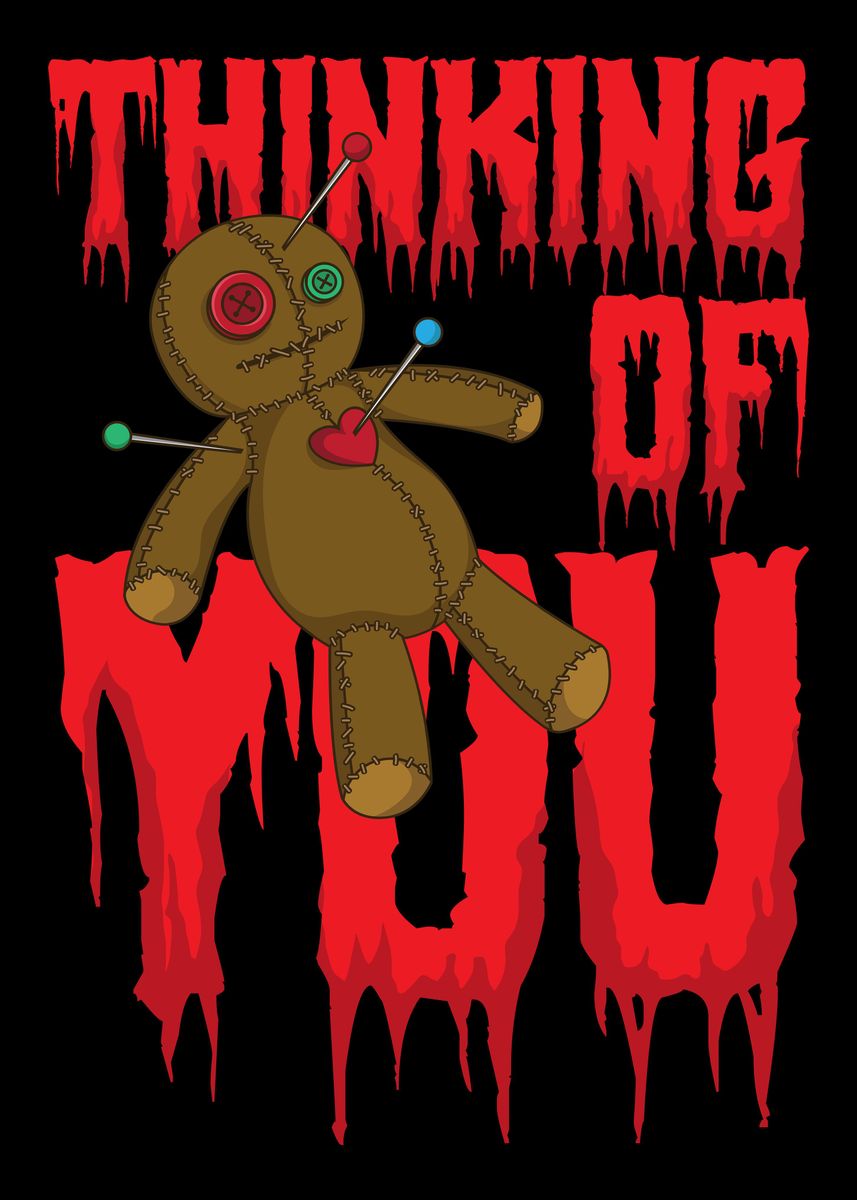 Sarcastic Thinking of You. Voodoo doll. for white or light backgrounds |  Poster