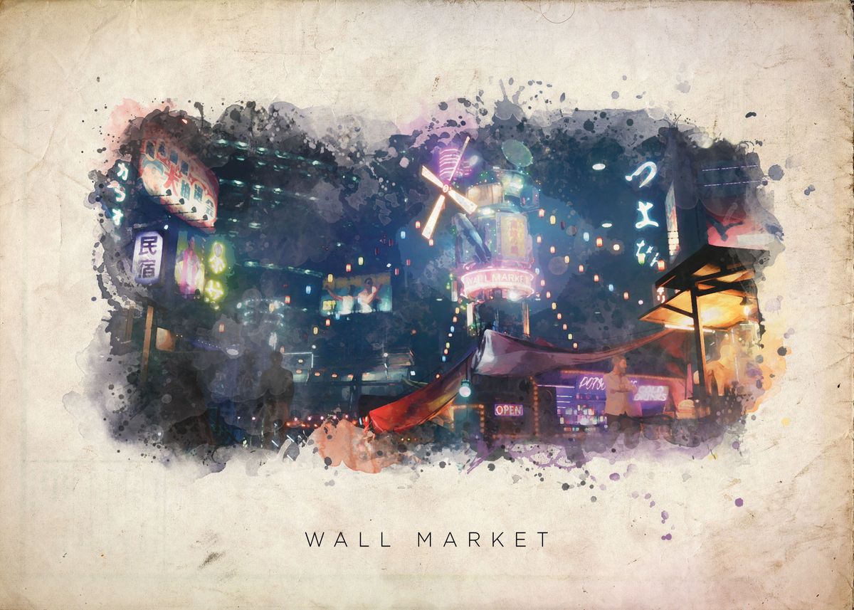 FF7 Wall Market Poster By Nick Strom Displate   B5684d5bd54bf2a8049a3e8eb6c838f9 578687fceb528fb22bdcec5a32cd1254 