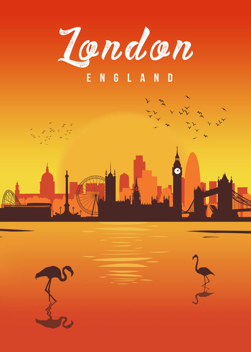 'London england Minimalist' Poster, picture, metal print, paint by ...