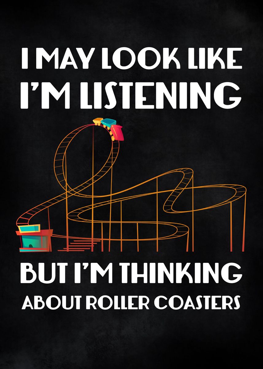 Funny Roller Coaster Pun Poster picture metal print paint by