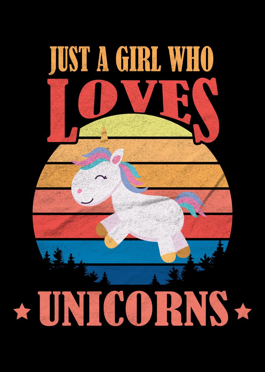 'girl Loves Unicorns' Poster, Picture, Metal Print, Paint By Cooldruck 