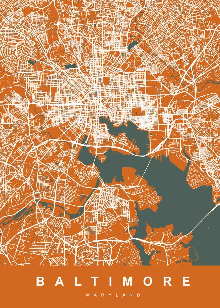 Baltimore Map Maryland US Poster By UrbanMaps Displate 7a51da28d7c1007719dfd45151571f5f Bf5b241e949f41f1b8081e541a832cbf