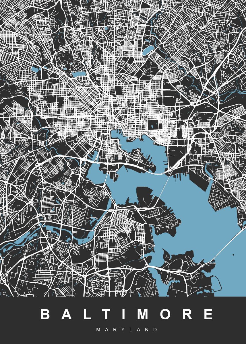 'Baltimore Map Maryland US' Poster by UrbanMaps | Displate