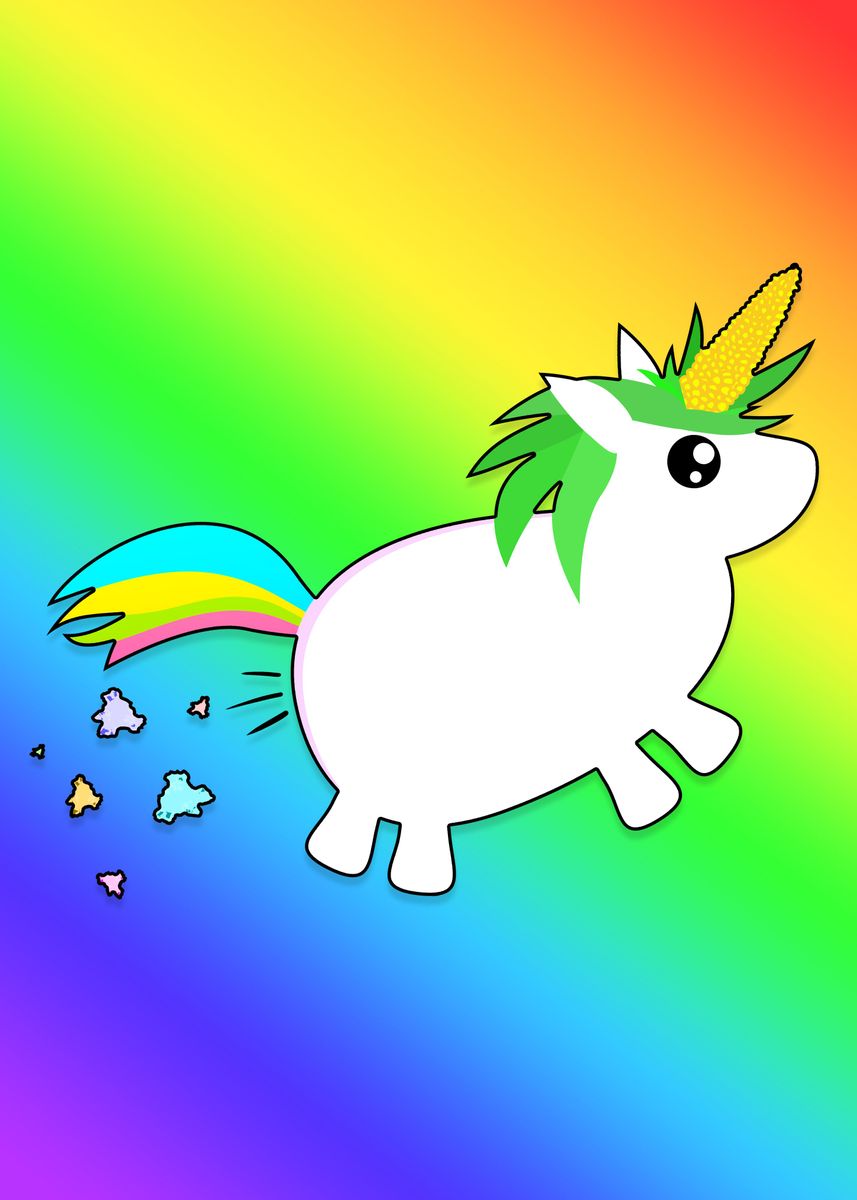 'uniCORN POOPcorn PoPcorn' Poster, picture, metal print, paint by ...