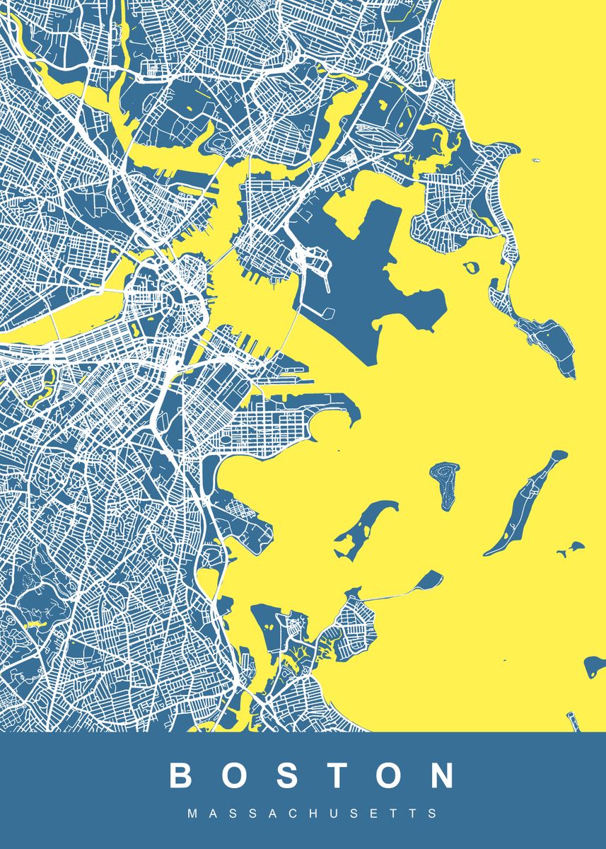 'Map Boston United States' Poster by UrbanMaps | Displate