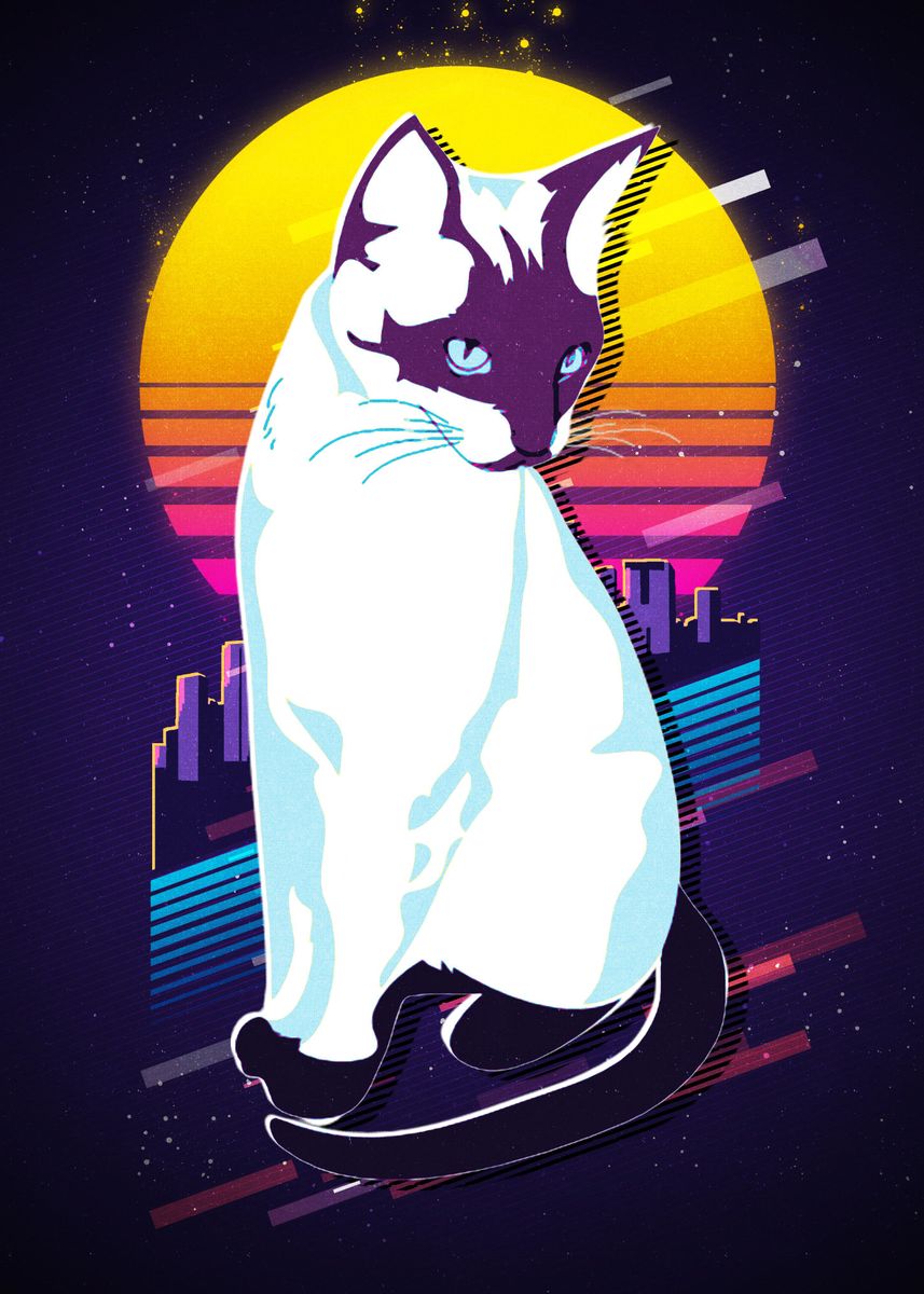 'Cats' Poster, picture, metal print, paint by Neon Art Glowing | Displate