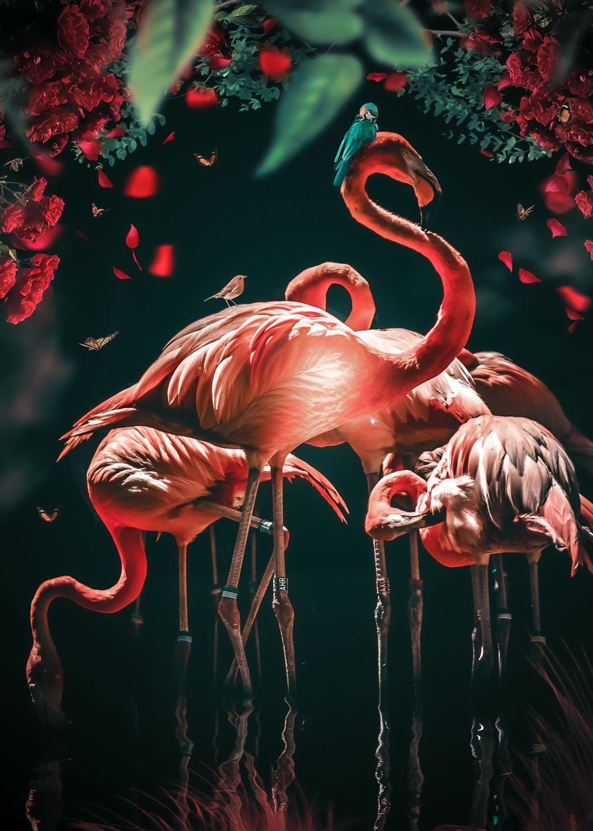 'The Glowing Flamingo' Poster, picture, metal print, paint by Zenja ...