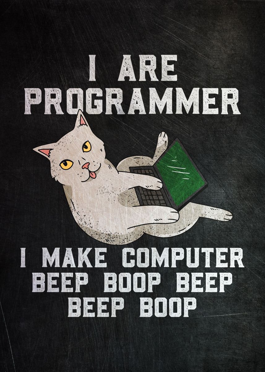 'Programmer Cat' Poster by PosterWorld  | Displate