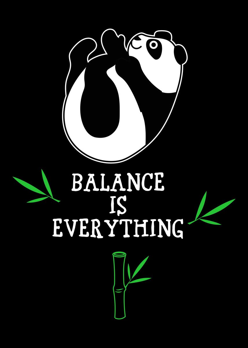 'Panda Balancing On Bamboo' Poster, picture, metal print, paint by ...